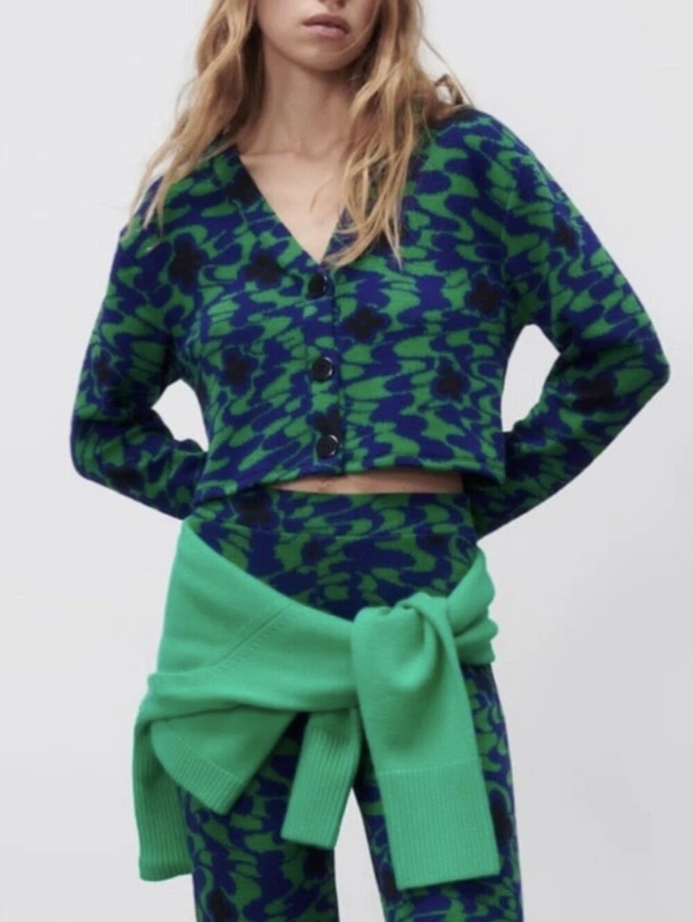Zara Floral Jacquard Cardigan Sz L